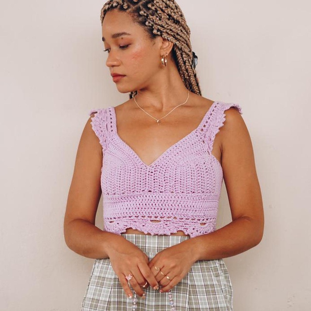 Handmade Lavender Crochet Crop Top, by Marigold Crochet from instagram